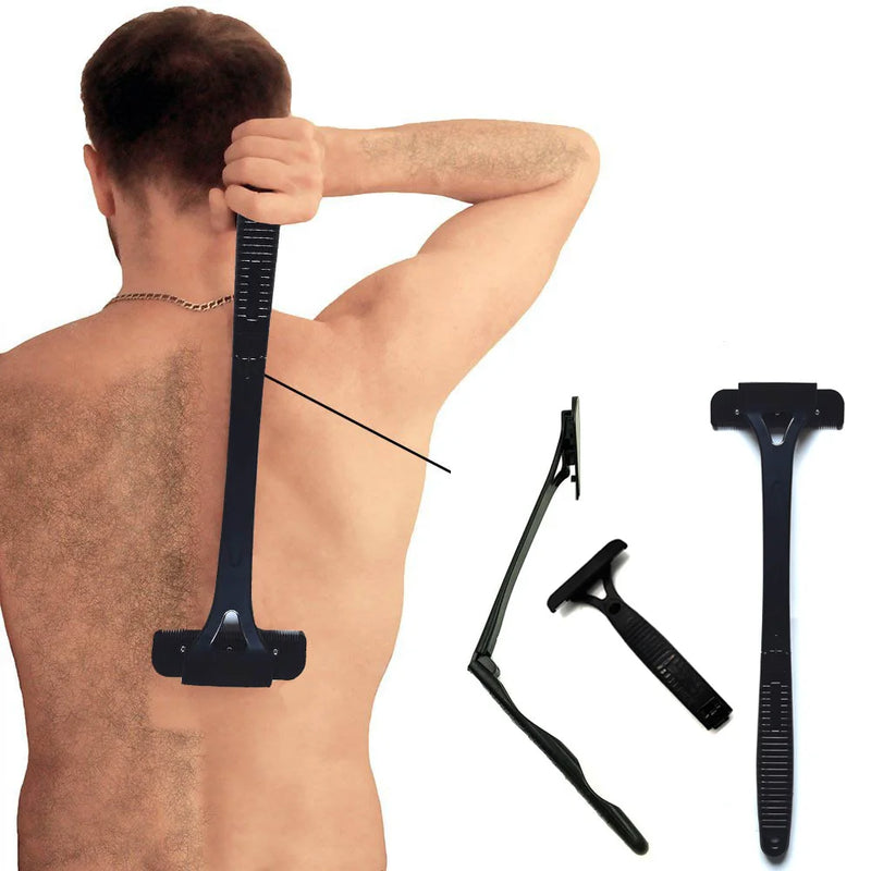 Maquinilla de afeitar para hombre, máquina de afeitar para la espalda, afeitadora de pelo de seguridad con mango largo, recortadora plegable, herramienta de afeitar para quitar el cuerpo y las piernas