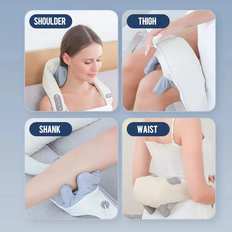 Masajeador eléctrico Shiatsu de tejido profundo para cuello y hombros, masajeador de espalda con calor para aliviar el dolor, masajeador de músculos